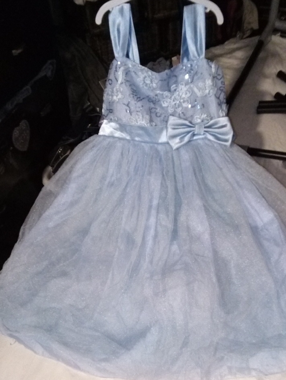 Light Blue Tulle Flower Girl Dress with Bow